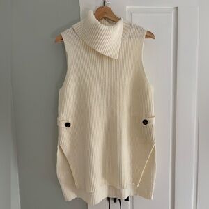 Anthropologie Cream Sleeveless Knit Sweater Vest
